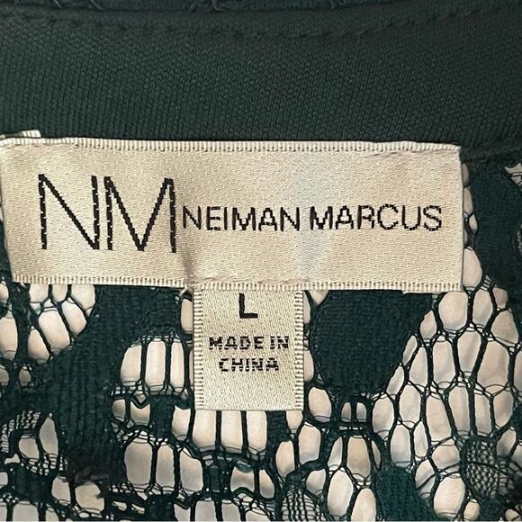 Neiman Marcus Sheer Green Lace Party Event Midi Dress NWT Size L - Picture 8 of 13